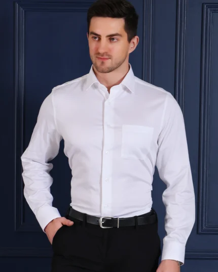 White Non Iron Solid Shirt Satin