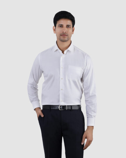 SUPER WHITE SIGNATURE DIAGNAL TWILL SHIRT