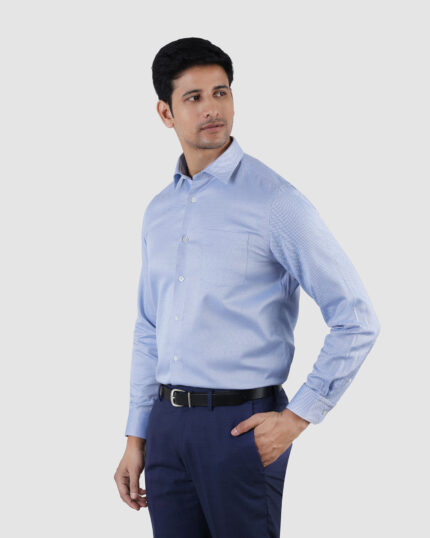 White Blue Dobby Weave Formal Shirt